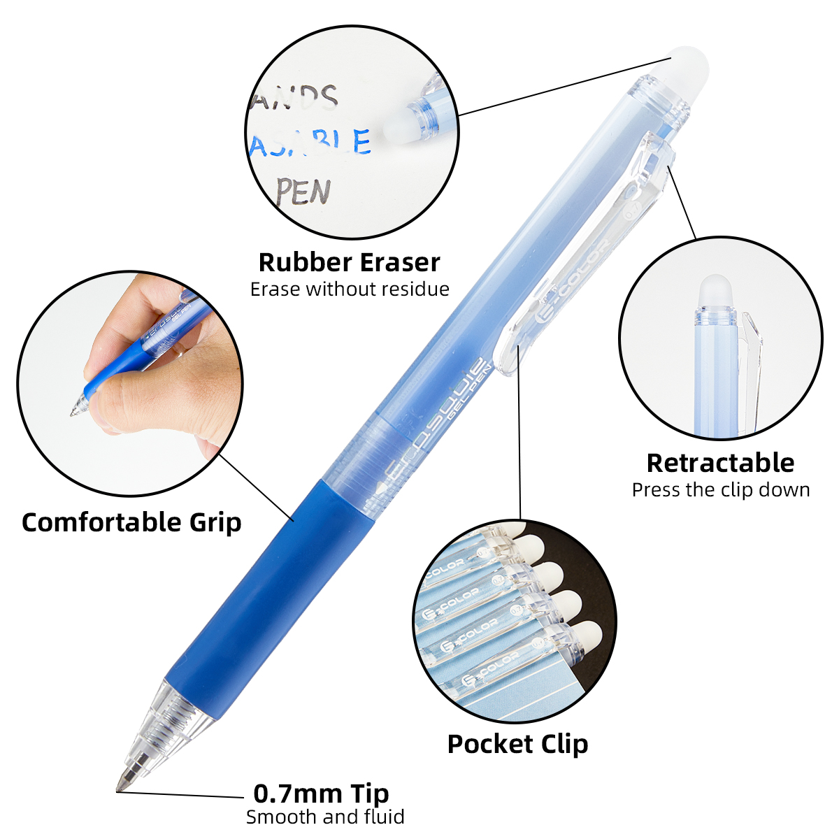 Conjunto de 12 Canetas Apagáve - Retractable Eraser Pen Click avaliação e preço